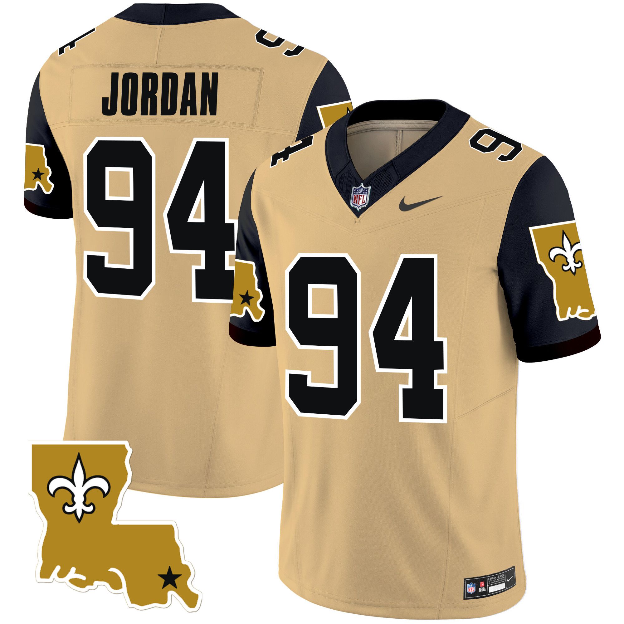 Men New Orleans Saints #94 Jordan Yellow 2024 Nike 1987 Legacy Vapor Limited NFL Jersey->customized nfl jersey->Custom Jersey